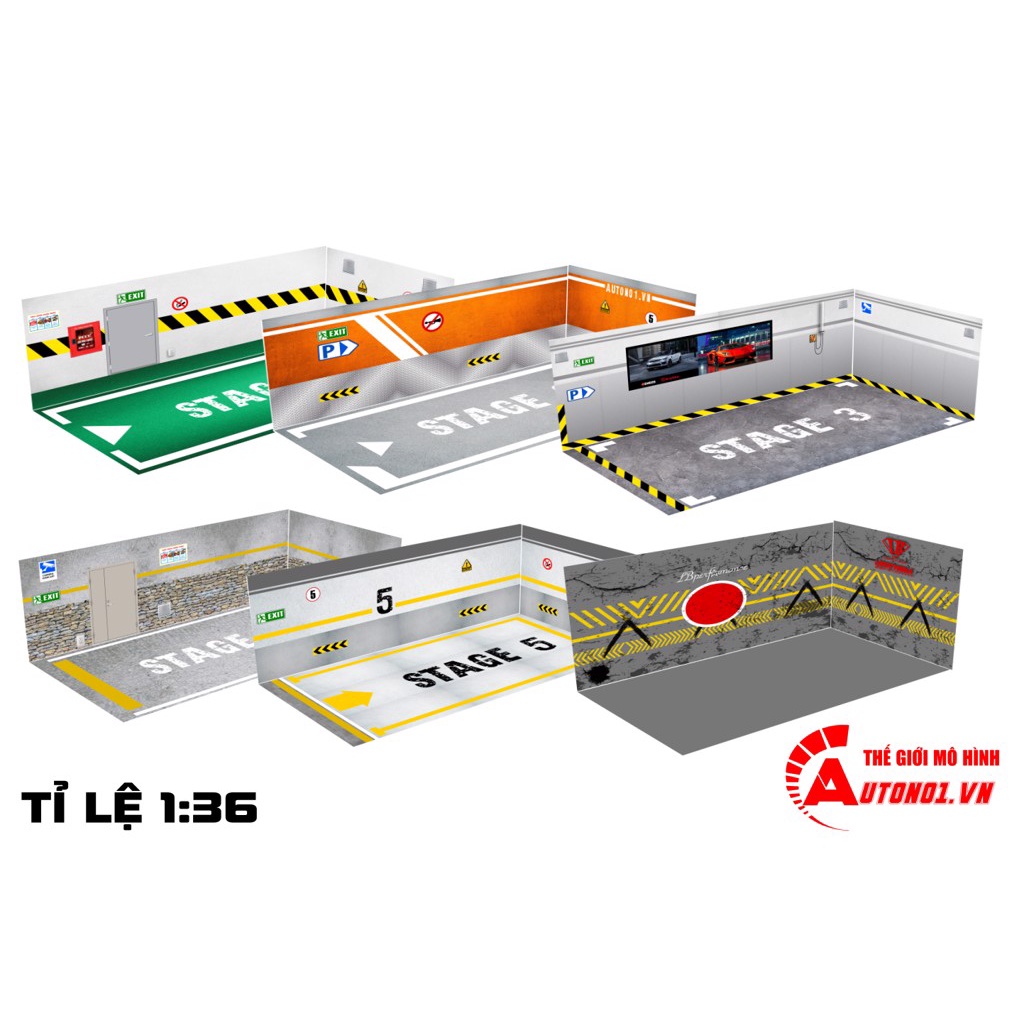 Diorama Garage cho ô tô tỉ lệ 1:32 1:36 3 mảnh lắp ghép DR001