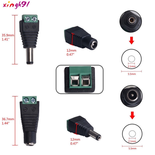 Set 10 đầu nối chuyển đổi phích cắm cho camera quan sát | BigBuy360 - bigbuy360.vn