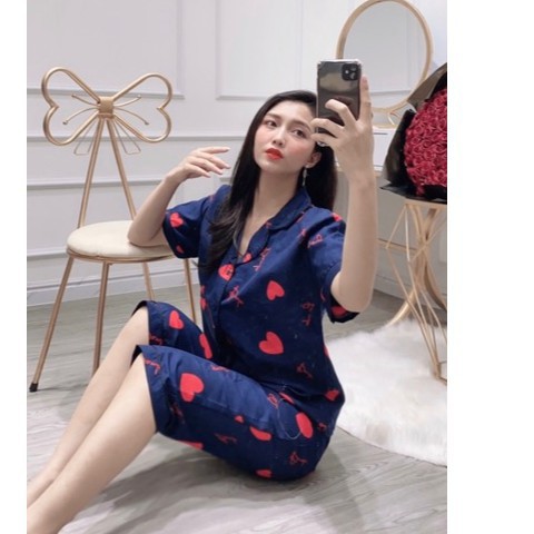 [𝗩𝗮̉𝗶 𝗧𝗵𝗮́𝗶 𝗟𝗼𝗮̣𝗶 𝟭]-Bộ Đồ Ngủ Pijama Tay Ngắn Quần Lửng