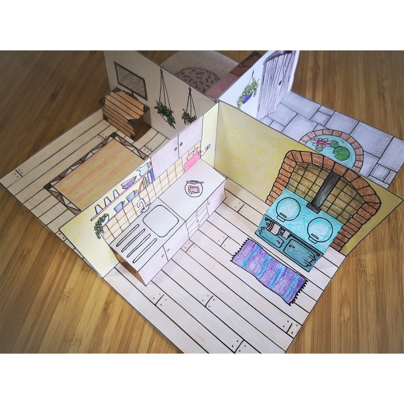 Nhà búp bê giấy- Bản tô màu
