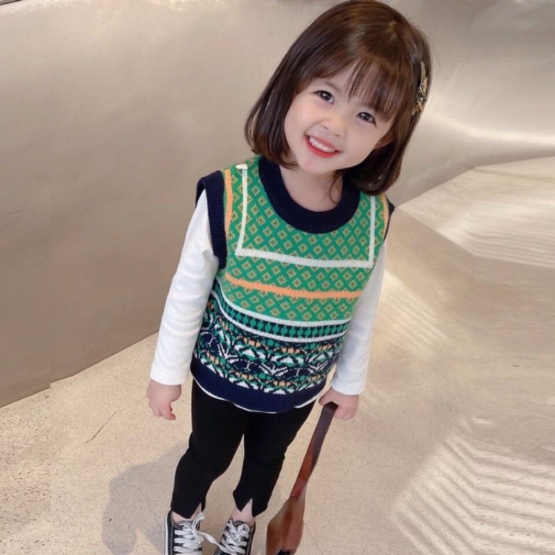 Set áo gile len dành cho 2 mẹ con, set áo mẹ con
