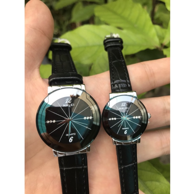 Đồng Hồ Đôi Nam Nữ Chống Nước, Chống Xước HALEI 1272 + Tặng 1 vòng tỳ hưu phong thủy.