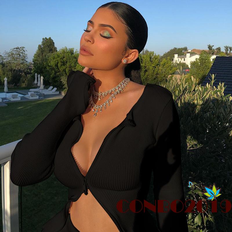 Áo Khoác Cardigan Dệt Kim Tay Dài Khoá Kéo Trước