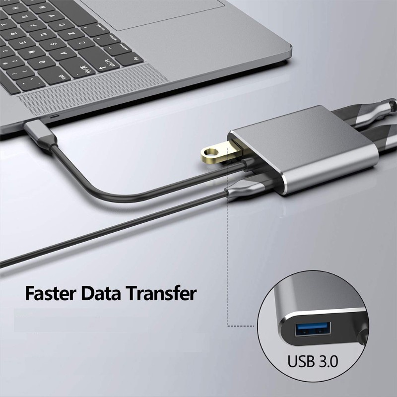 Rx Bộ Chia Cổng Usb 3.0 Nd Pd 4k Type C 4 Trong 1 Tiện Dụng