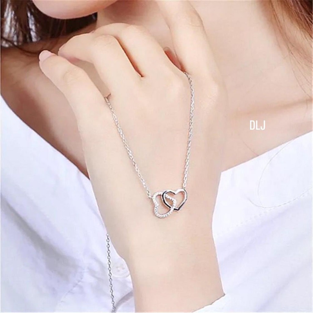 Dây Chuyền Bạc Double Heart Biểu Tượng Tình Yêu - Minh Canh Jewelry