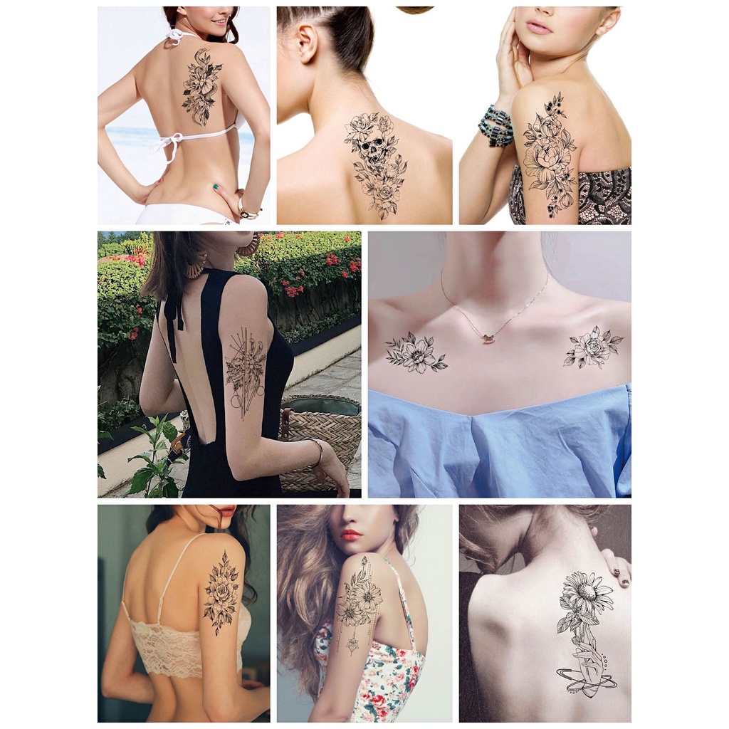 Hình Xăm Miếng Dán Tạm Thời Tattoo Hoa Hồng Đầu Lâu Hộp Sọ Khủng Long Kì Lân Hổ Thánh Giá Legaxi