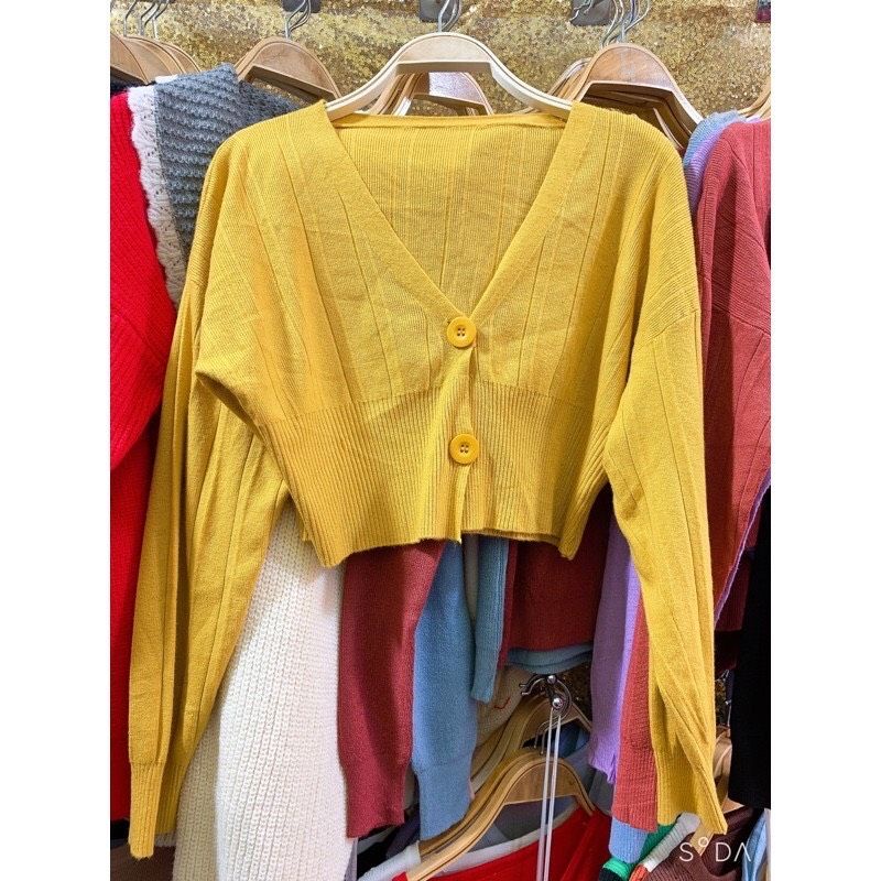 Áo khoác len cardigan 2 khuy dáng ngắn nhiều màu
