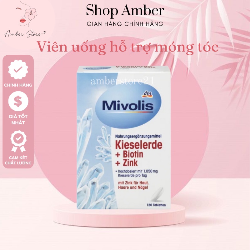 - VIÊN UỐNG MIVOLIS BIOTIN, SILICA, KIESELERDE & KẼM HỖ TRỢ MỌC TÓC, LÀM KHOẺ TÓC VÀ MÓNG  - 120 VIÊN
