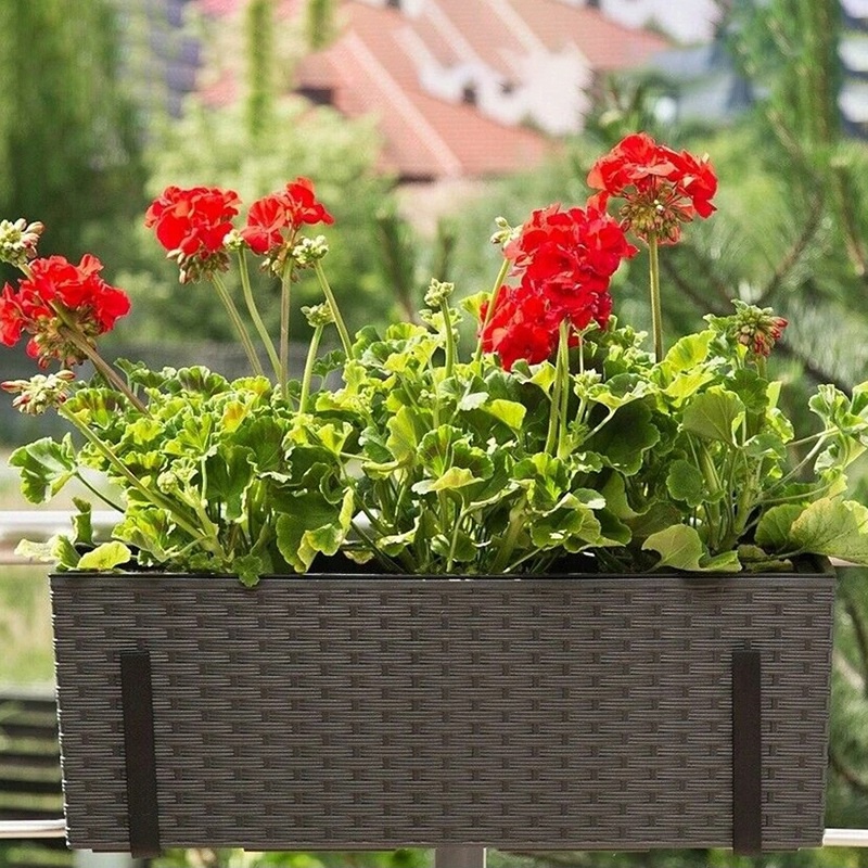 1 Cặp Giá Đỡ Chậu Cây Có Móc Treo Ban Công Bằng Sắt Có Thể Điều Chỉnh Chiều Cao