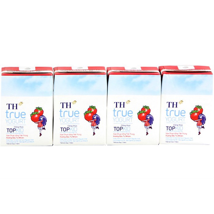 Thùng 48 hộp Sữa Chua Uống TH True Milk TopKid Vị Dâu Hộp 110ml