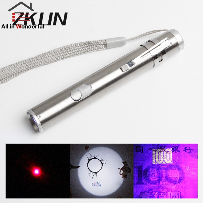 Đèn Pin Led Uv Mini 3 Trong 1 Ánh Sáng Tím Có Cổng Sạc Usb Tiện Dụng