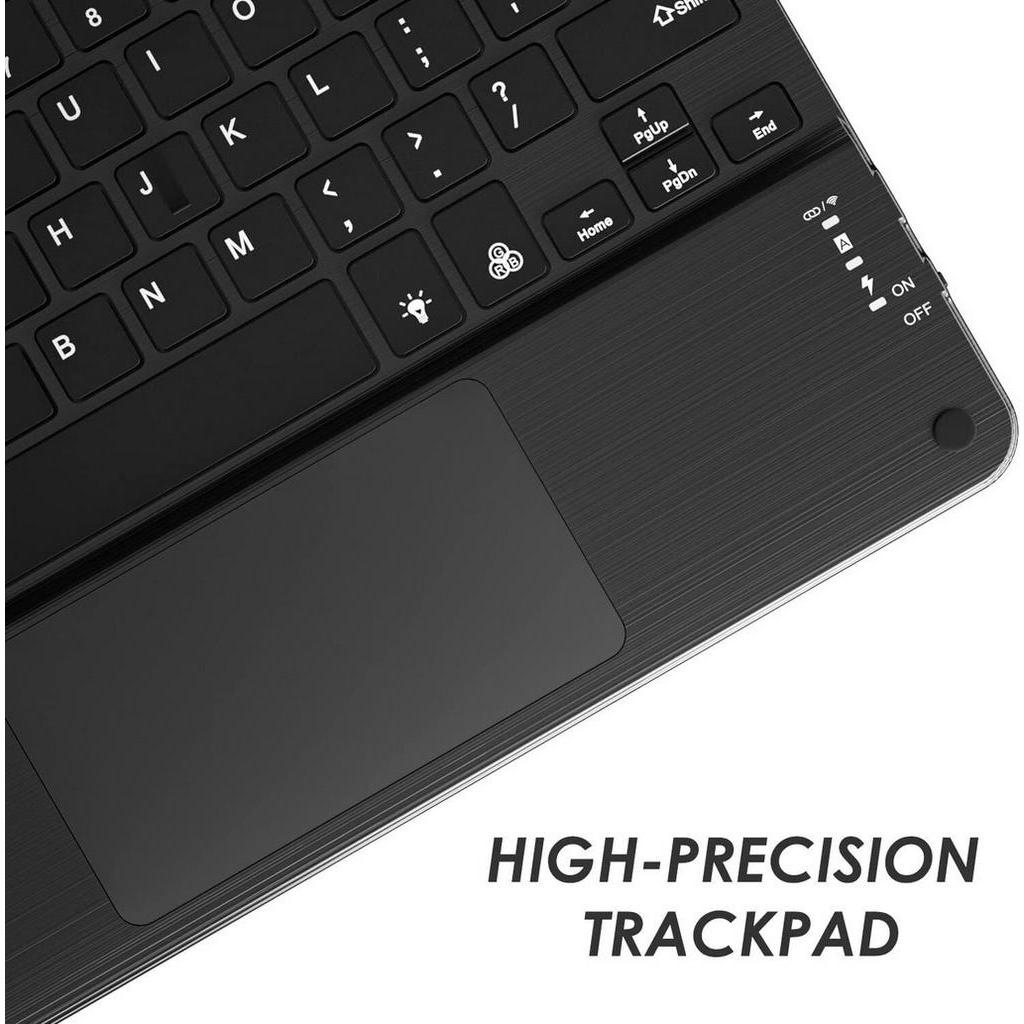 Bàn Phím bluetooth Không Dây 10 inch Siêu Mỏng Có Đèn Nền 7 Màu Có Thể Sạc Lại Cho ipad android windows