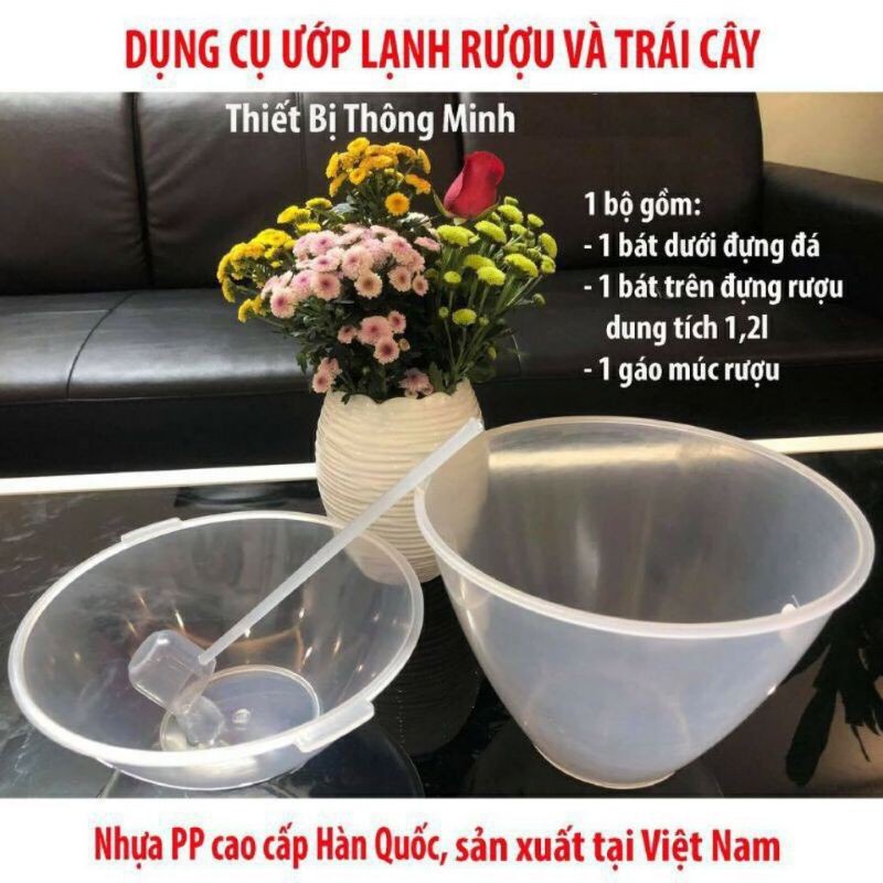 Bát Ướp Lạnh Rượu Nhựa Việt Nhật Tặng Kèm Gáo Múc