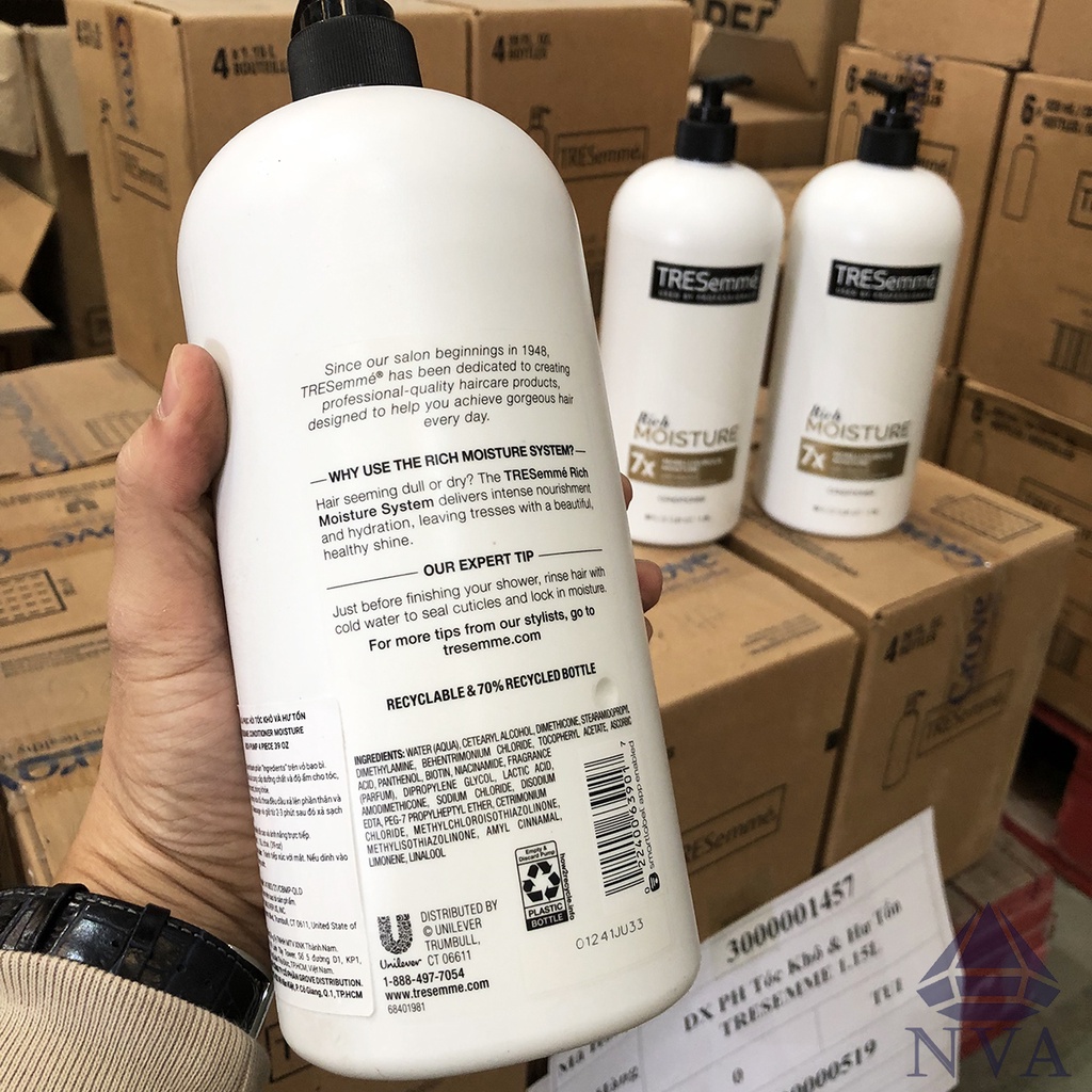 Cặp dầu gội, dầu xả tóc Tresemme 1.15L nhập Mỹ chuyên dùng cho tóc khô, hư tổn, tóc  gãy rụng