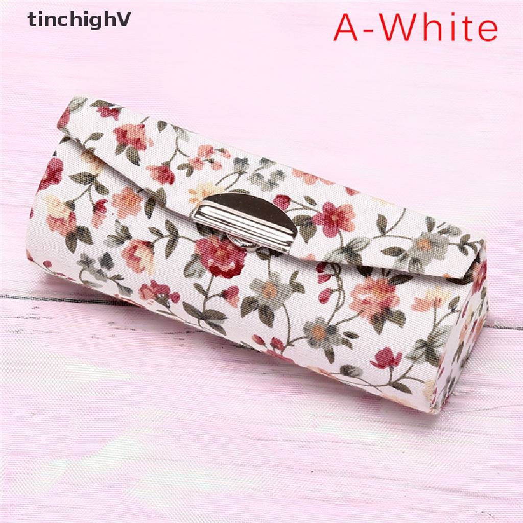 Hộp Đựng Son Môi Họa Tiết Hoa Thêu Phong Cách Retro Kèm Gương Tiện Dụng