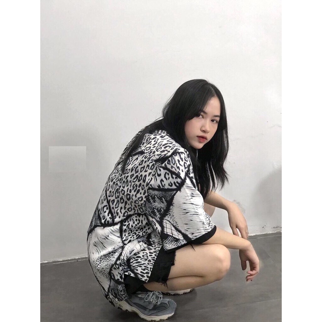 Áo sơ mi cộc tay unisex form rộng họa tiết loang báo (kèm ảnh thật) | BigBuy360 - bigbuy360.vn
