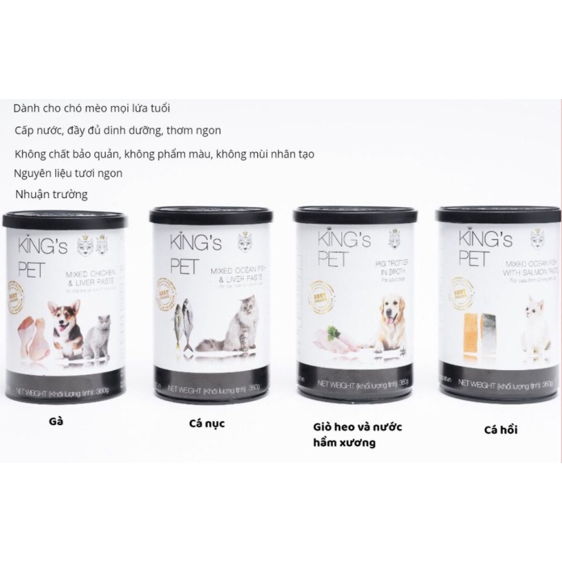 [KING PET] [Không chất bảo quản] Pate Tươi King's Pet cho chó mèo 380gr 5.0 76 Đánh Giá 736 Đã B