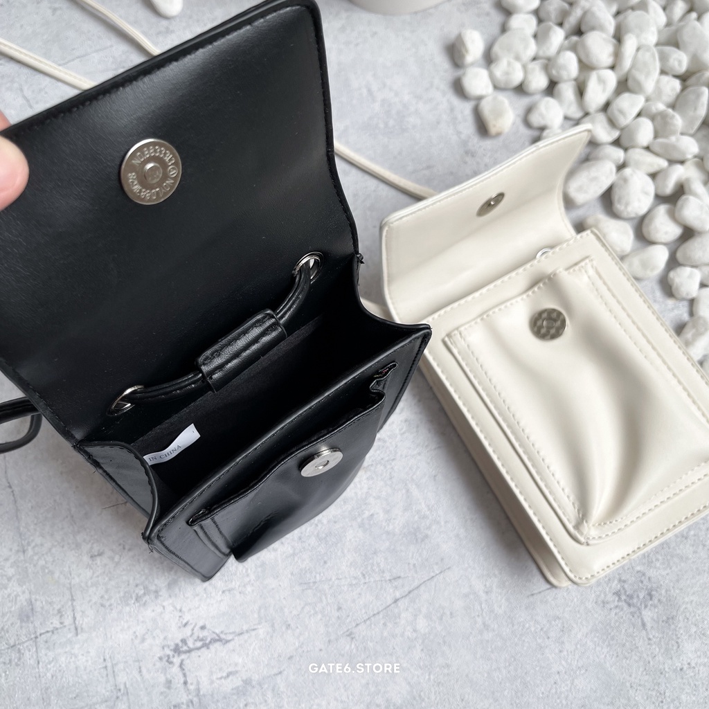 Túi đeo chéo Nam Nữ da trơn PU, cặp xách minibag Unisex nắp gập phong cách Hàn Quốc - GATE6 - 1008