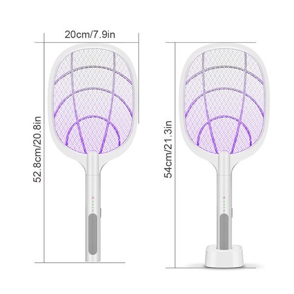 Vợt Bắt Muỗi Kiêm Đèn Tích Điện Đa Năng 2 In1 An Toàn Khi Sử Dụng, Thiết Kế 3 Lớp Bằng Thép Không Gỉ, Độ Bền Cao