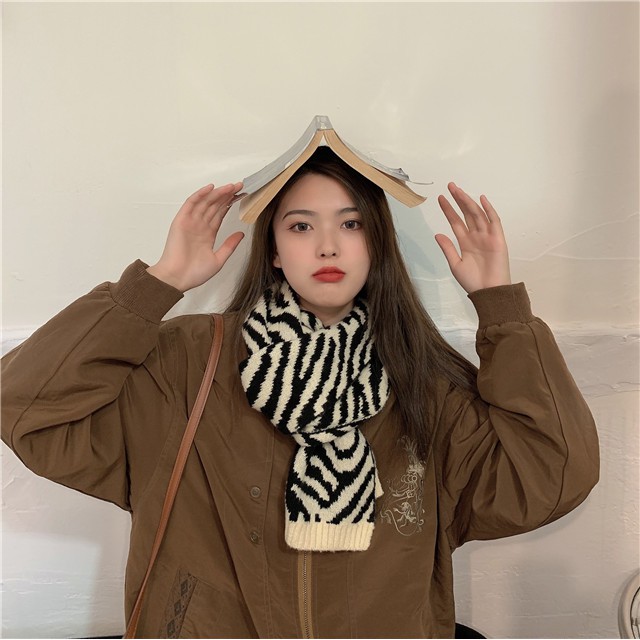 Sản Phẩm Papaya / Khăn Quàng Cổ Dệt Kim Ngắn Ấm Áp Mùa Thu Đông Phong Cách Retro Nhật Bản Giản Dị Dễ Phối Đồ