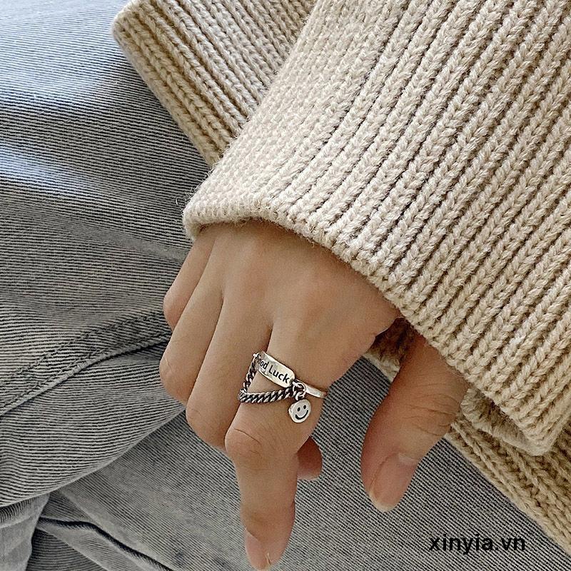 Bộ Nhẫn Cặp Đôi Hình Mặt Cười Có Thể Điều Chỉnh