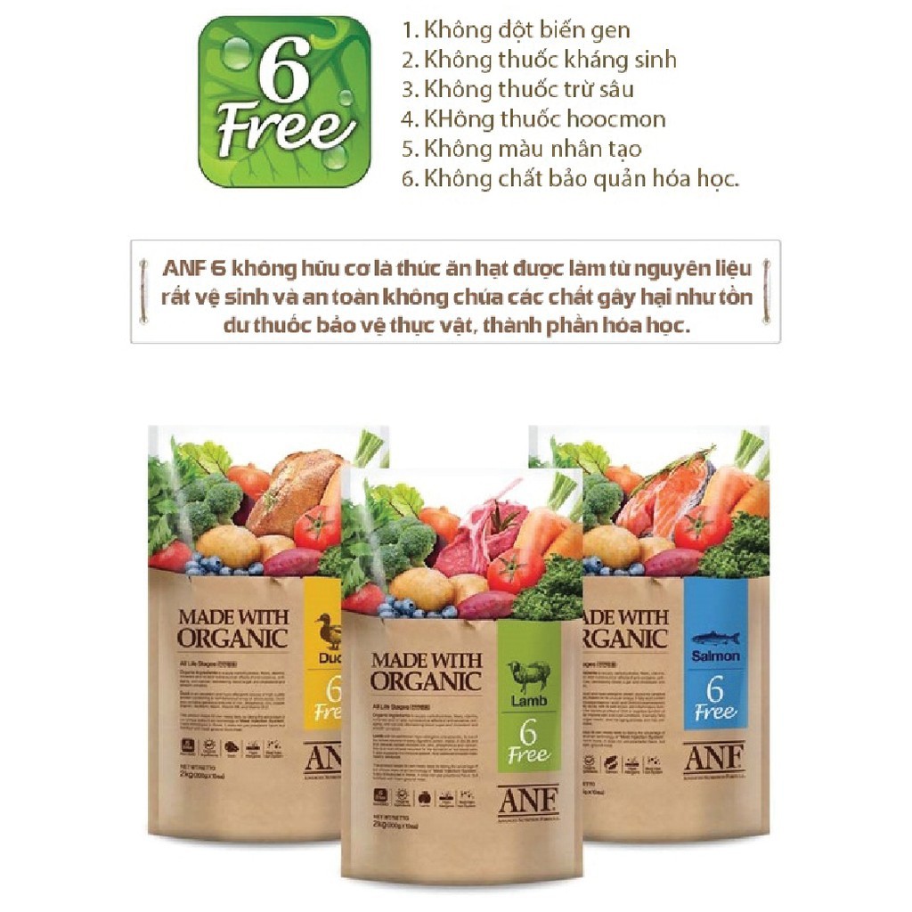Hạt Organic ANF 6 Free Dog cho chó 2kg