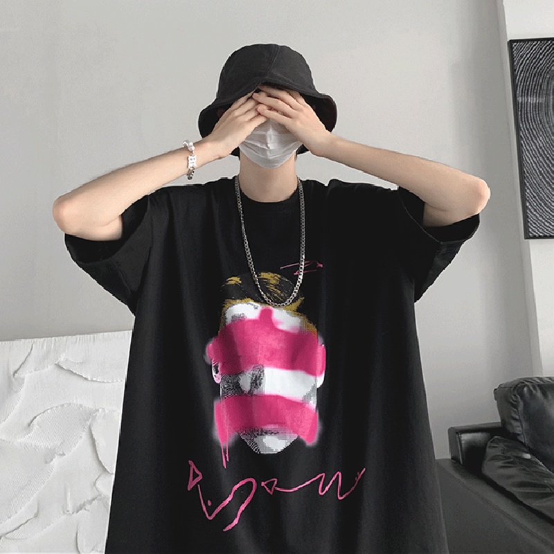 Áo Thun Dáng Rộng In Họa Tiết Hoạt Hình Phong Cách Nhật Bản Thời Trang Mùa Hè Cho Nam Và Nữ size M-8XL