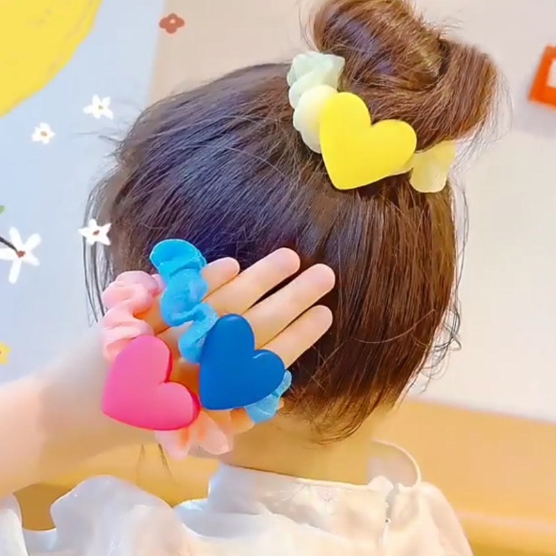 Dây Cột Tóc Hình Trái Tim Màu Sắc Ngọt Ngào Thời Trang Cho Nữ