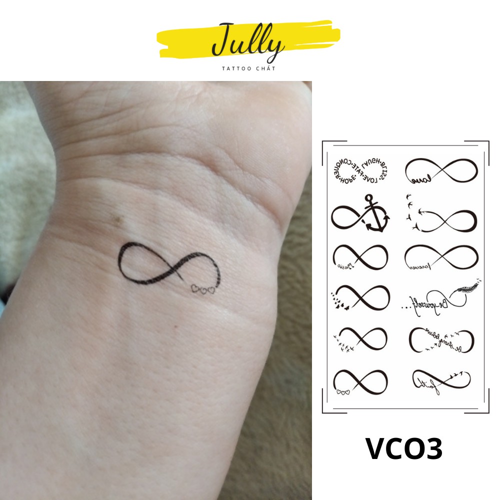 Hình xăm dán tạm thời mini hình vô cực, vô cùng, lông vũ, chữ JULLY Tattoo chất, chống nước, an toàn, bền đẹp