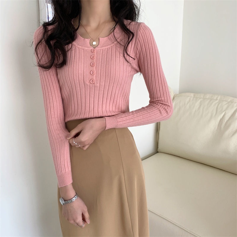 Áo len dài tay phong cách Hàn Quốc thanh lịch dành cho nữ