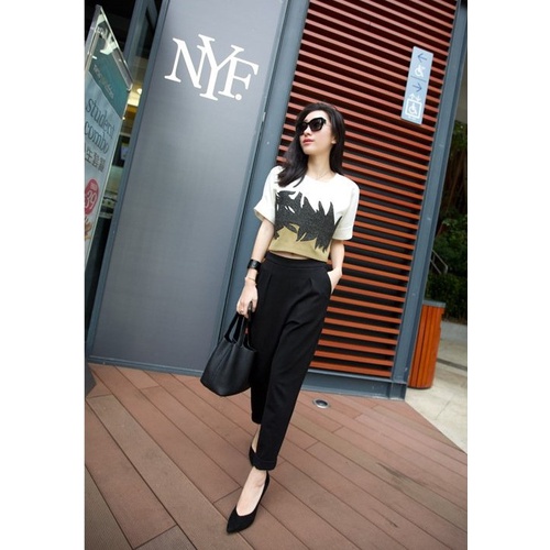 Quần Baggy nữ cạp chun 2 túi kèm phụ kiện xinh QT44 hàng nhập khẩu