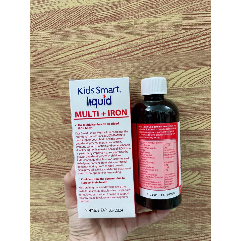 Siro Nature's Way bổ sung vitamin tổng hợp và sắt Smart Liquid Multi + Iron 200ml của Úc Nature way cho bé từ 1 tuổi