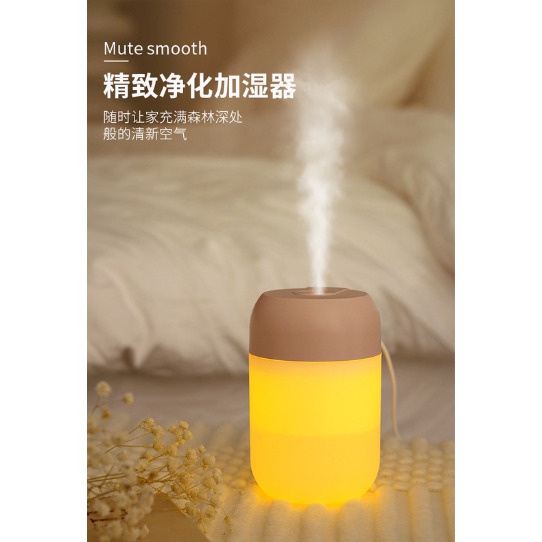 Máy xông tinh dầu kiêm đèn ngủ  2 in 1 để bàn phun sương tỏa hương thơm khử mùi tạo âm chống khô da.