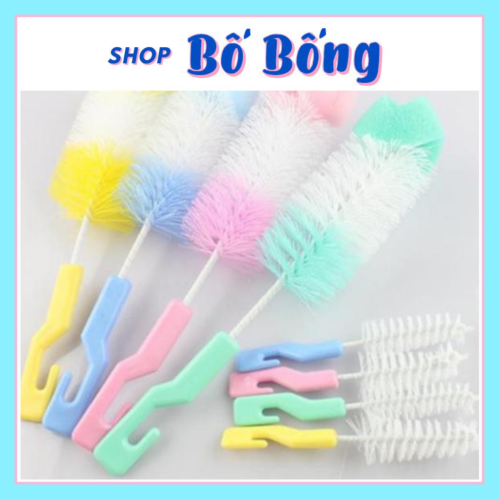 Bộ cọ bình sữa,Núm ti 2 chi tiết các màu shop bố bống