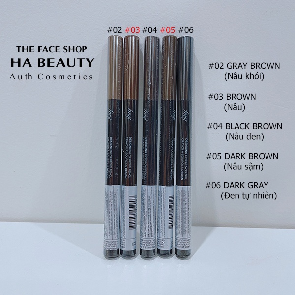 Chì kẻ mày trang điểm chân mày lông mày The Face Shop fmgt Designing Eyebrow Pencil 0.25g