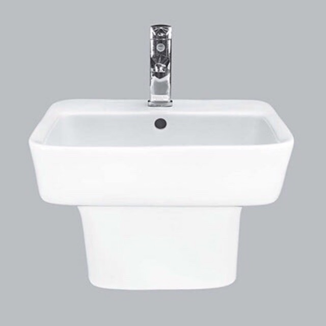 Lavabo treo tường, chậu rửa mặt liền chân che bộ xả cao cấp