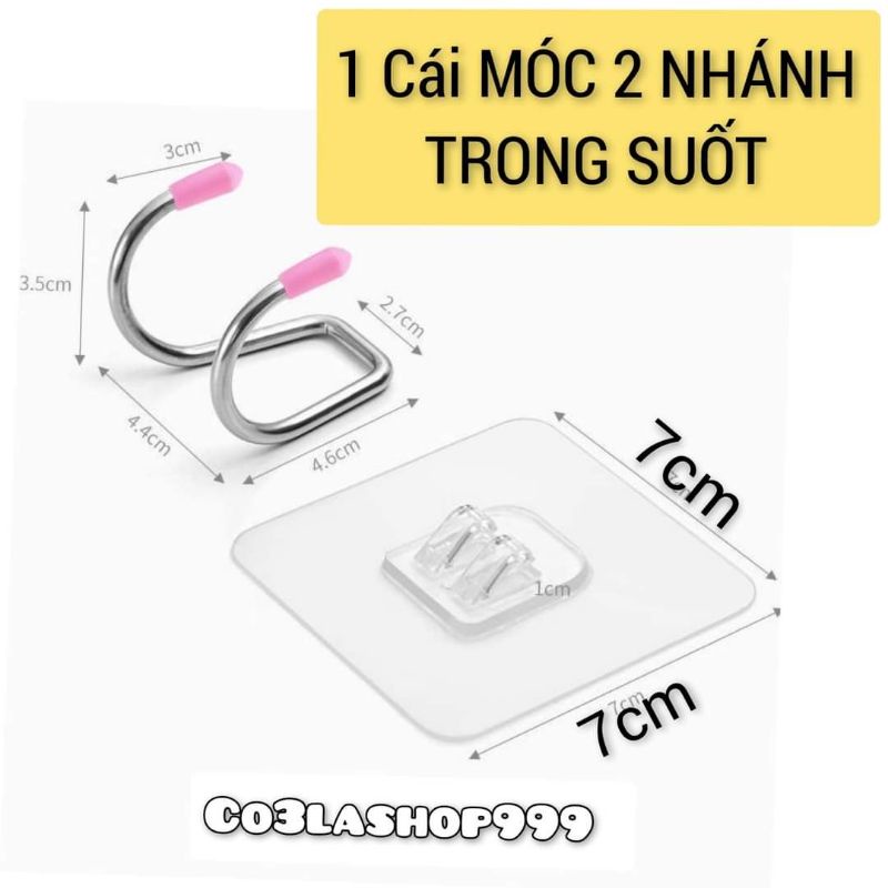 Móc inox cao cấp 2 nhánh, treo đồ dùng gia đình, phụ kiện