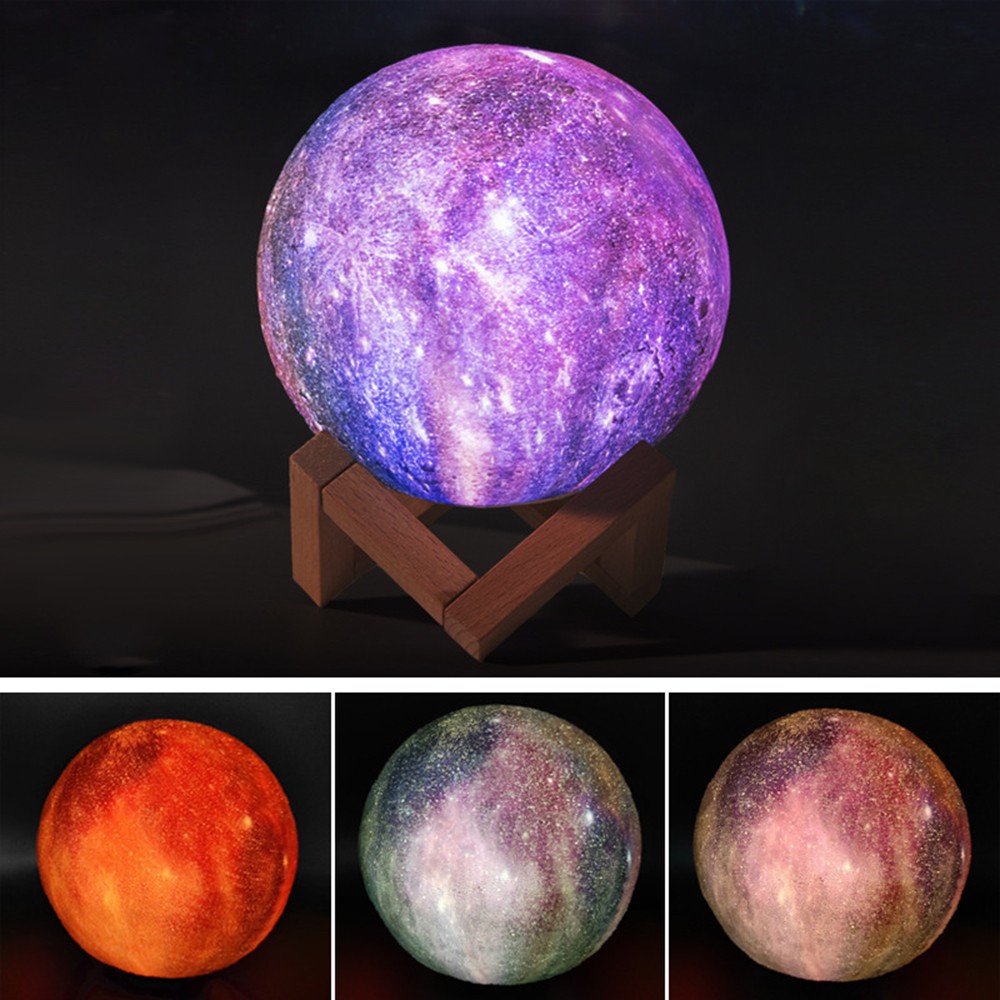 Đèn Ngủ Hình Mặt Trăng / Hành Tinh / Bầu Trời Sao 3d 16 Màu Điều Khiển Từ Xa