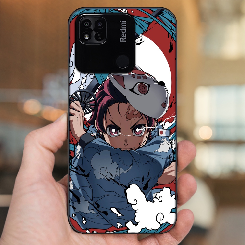 Ốp lưng Xiaomi Redmi 10A viền đen in hình Tanjiro Kimetsu No Yaiba