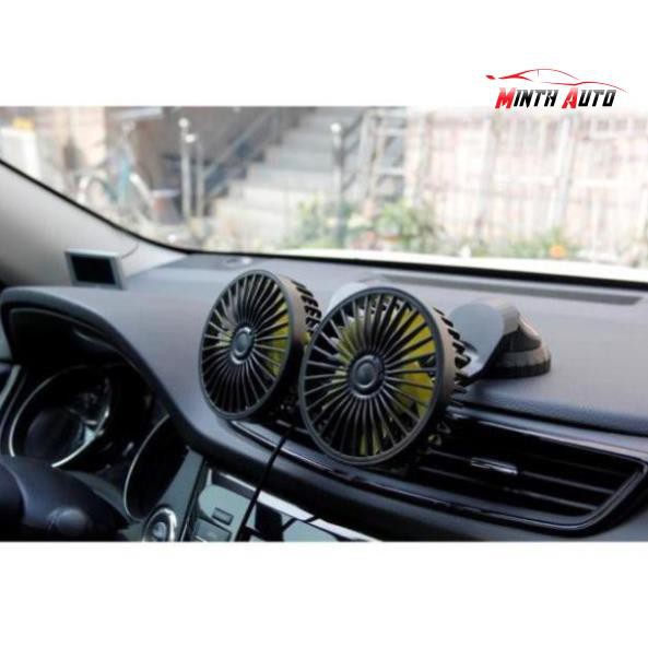 [ Hàng mới về ] quạt đôi mini 12v cắm tẩu usb trên ô tô - quạt siêu mát cực thơm Minh Thu Auto | BigBuy360 - bigbuy360.vn