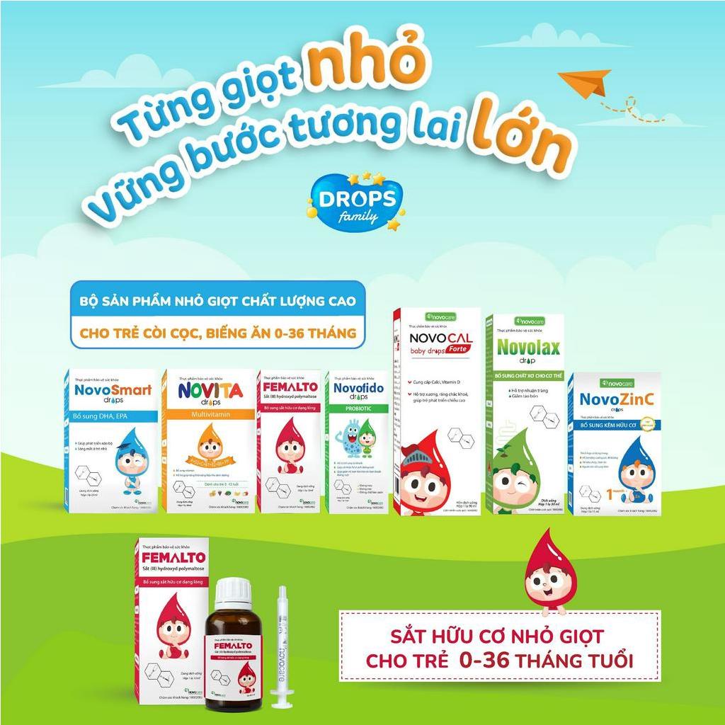 Sắt cho bé Novocare - Femalto bổ sung sắt hữu cơ dạng giọt, không tanh, không gây táo bón