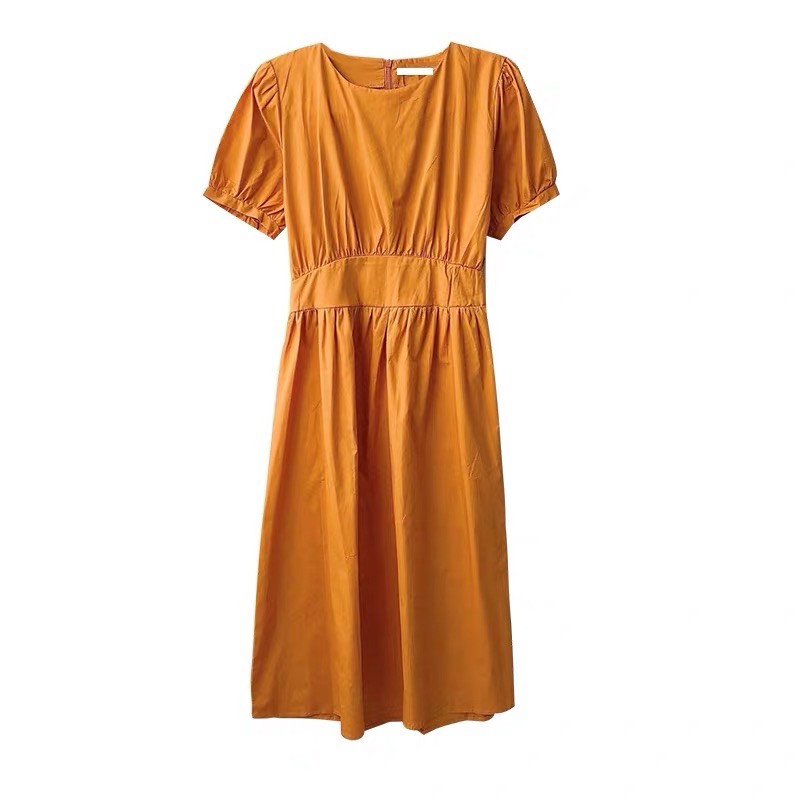 Tên SP: Váy dài trơn vintage với màu cam cháy