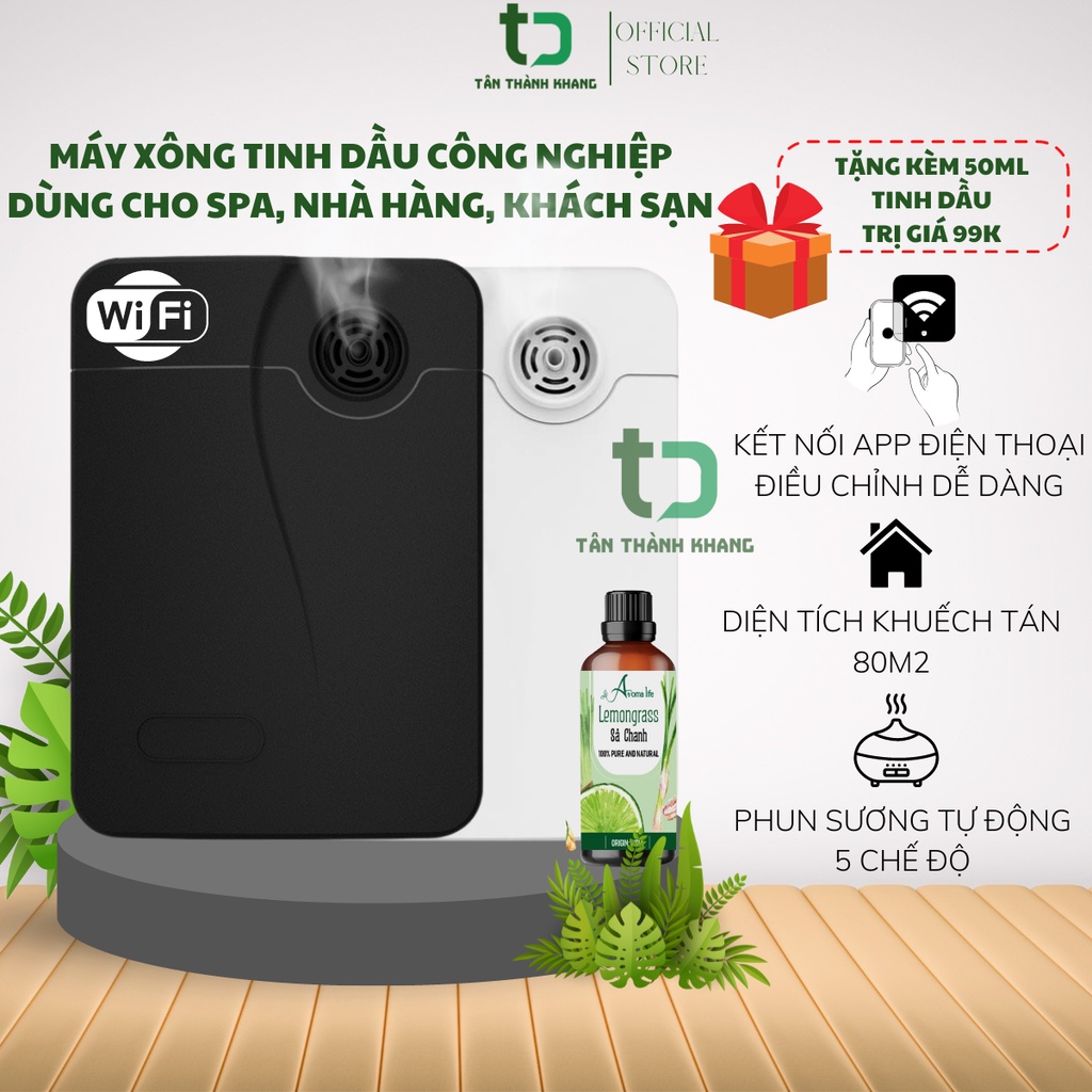 Máy Xông Tinh Dầu Công Nghiệp, Khuếch Tán Phun Sương, Sử Dụng Cho Nhà Hàng, Khách Sạn Diện Tích Lớn, Tặng Kèm 50ml Td