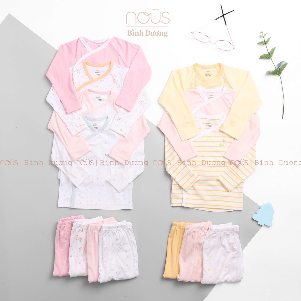 Bộ quần áo sơ sinh cài lệch newborn Nous đủ màu, petit mềm mát - Nous Bình Dương - Bipbipstore