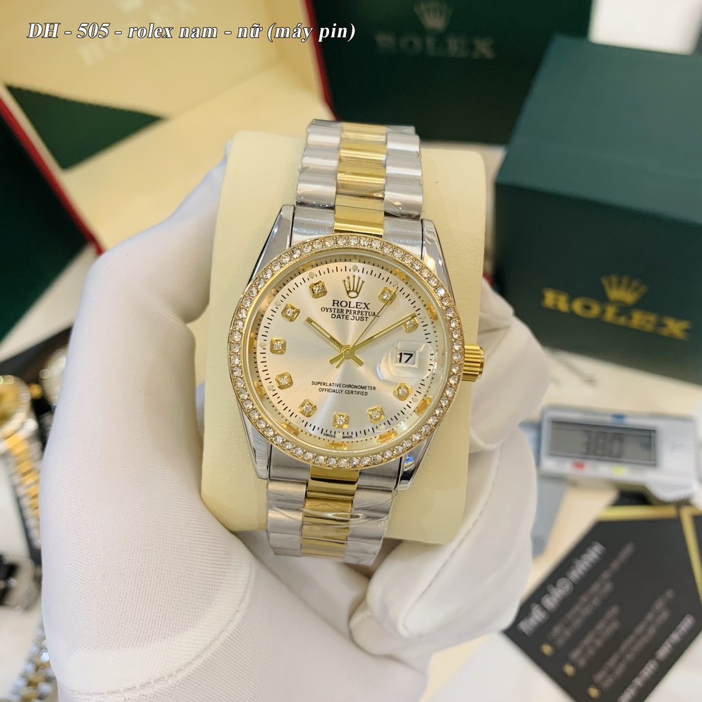[Video thật] Đồng hồ nam nữ Rolex - unisex viền đá dây kim loại chống nước - DH505 Shop450 | BigBuy360 - bigbuy360.vn