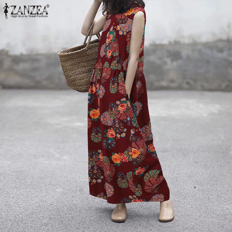 Áo Liền Quần ZANZEA Không Tay Hợp Thời Trang Dành Cho Nữ