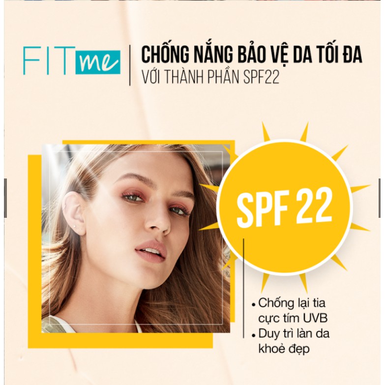 Kem Nền Mịn Nhẹ Kiềm Dầu Chống Nắng Fit Me Maybelline New York Matte SPF 22 30ml - Mỹ Chính Hãng