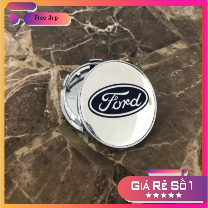 Logo chụp mâm bánh xe ô tô, xe hơi Ford FORD - 60MM: Mầu Bạc và Xanh Tím Than B