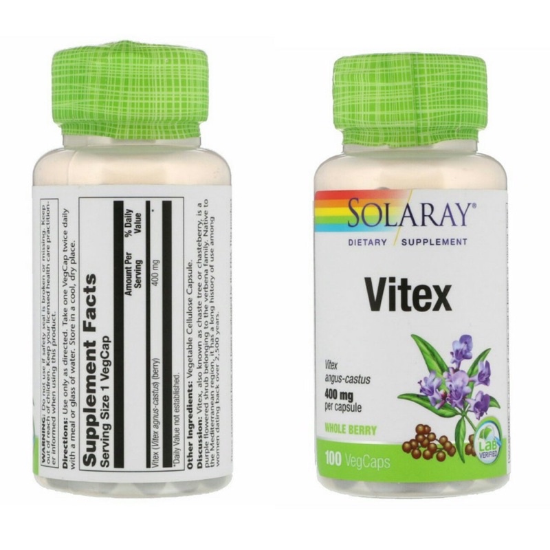 Hỗ trợ thaii sảnn Solaray Vitex, Dietary Supplement 400mg 100viien