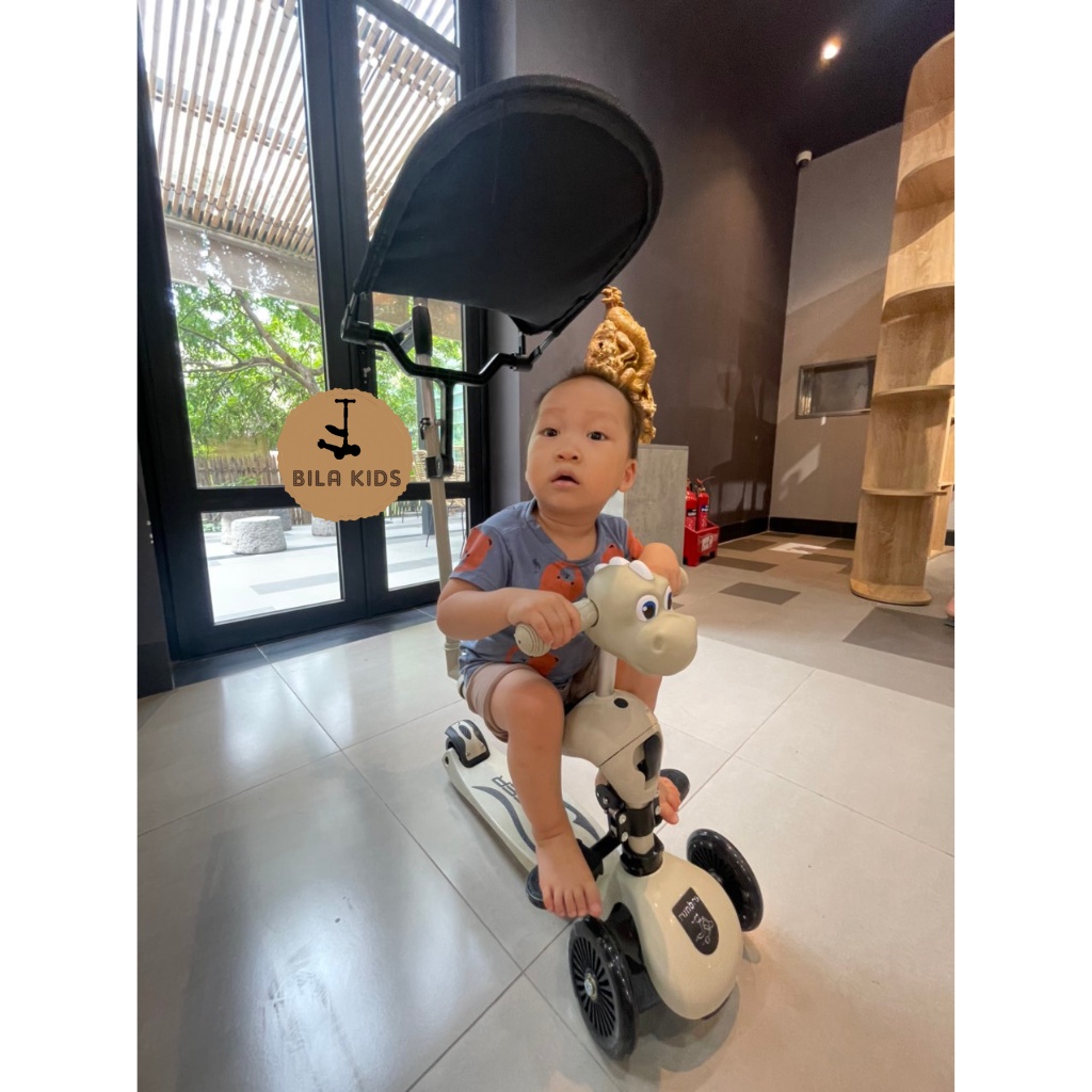 Bộ Tay đẩy scoot and ride BILA KIDS vòng bảo vệ, ô che, gác chân gấp gọn, giỏ xe, ghế tựa xe scooter cho bé,chòi chân